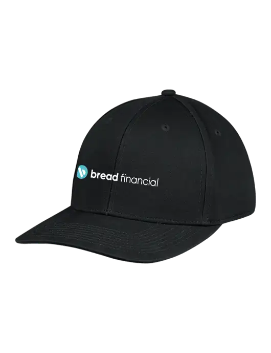 Premium Modern Structured Twill Black Snapback Cap w/Bread Financial Logo