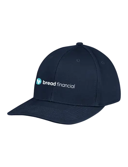 Premium Modern Structured Twill Navy Snapback Cap w/Bread Financial Logo