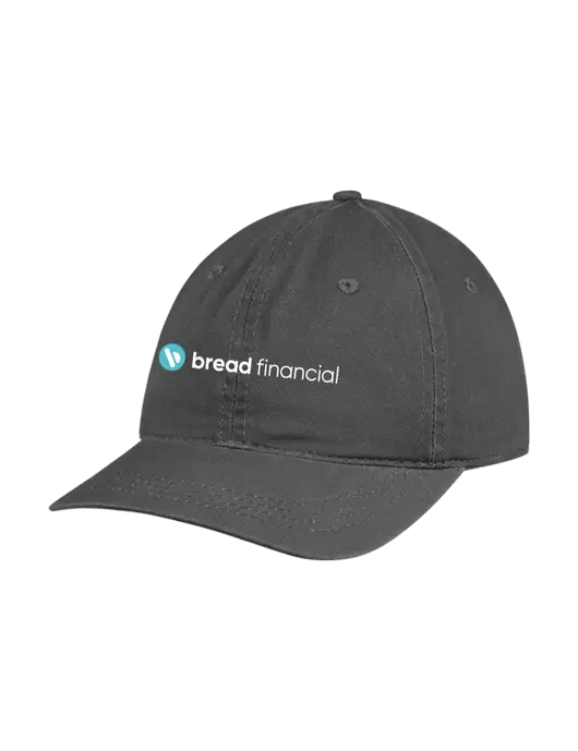 Garment Washed Unstructured Twill Charcoal Cap w/Bread Financial Logo