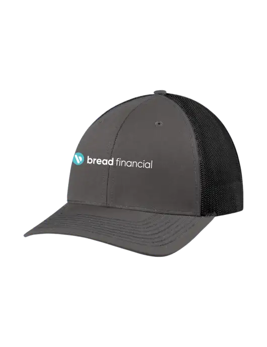 Richardson Adjustable Snapback Original 112 Trucker Cap Dark Grey w/Black Mesh w/Bread Financial Logo