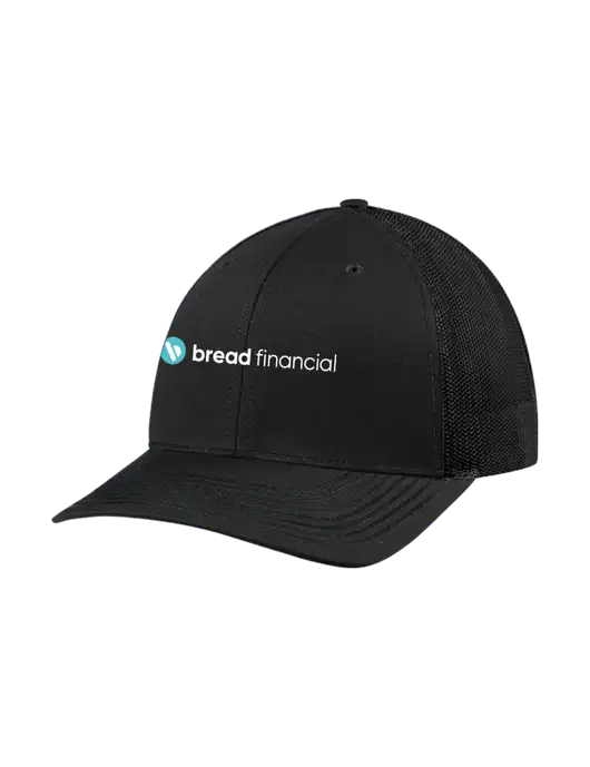 Richardson Adjustable Snapback Original 112 Trucker Cap Black w/Black Mesh w/Bread Financial Logo