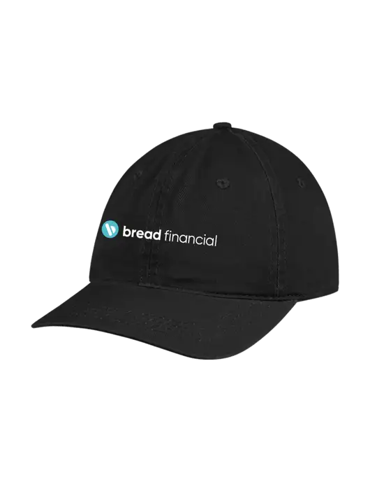 Garment Washed Unstructured Twill Black Cap w/Bread Financial Logo