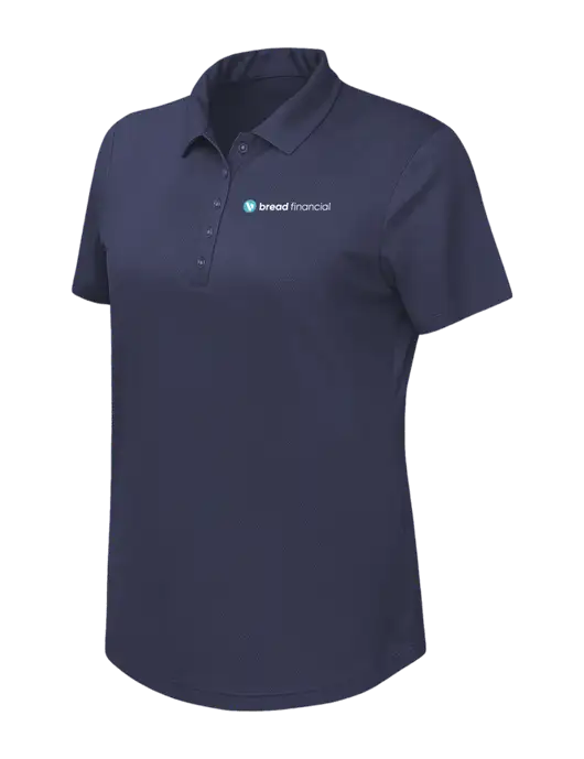 Callaway Womens Birdseye Navy Polo w/Bread Financial Logo