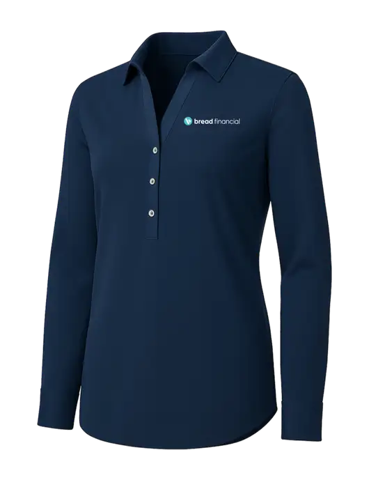 Womens Navy City Stretch Shirt w/Bread Financial Logo