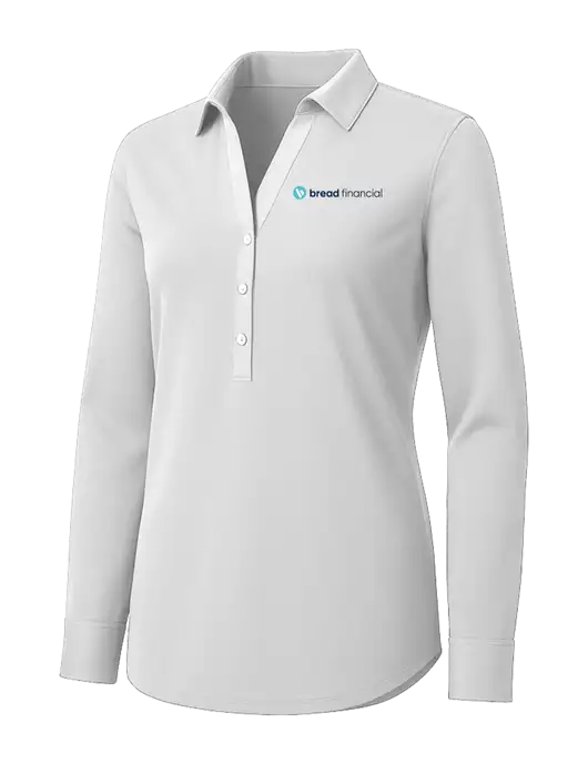 Womens White City Stretch Shirt w/Bread Financial Logo