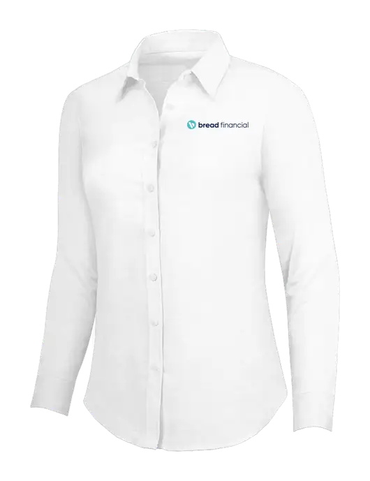 White Womens SuperPro Oxford Shirt w/Bread Financial Logo