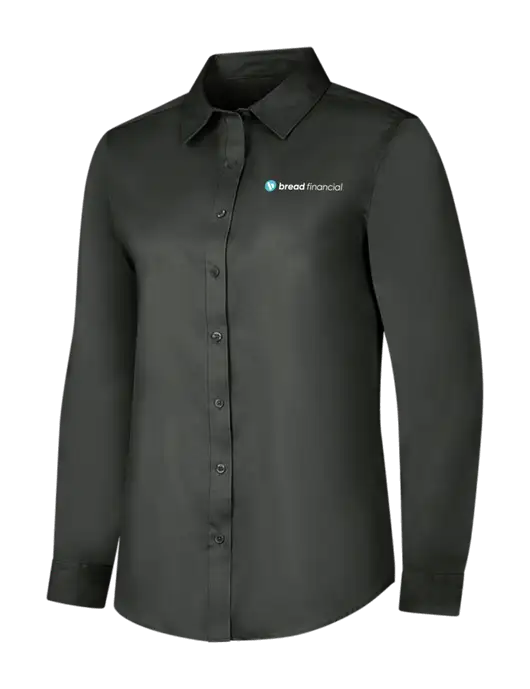 Dark Grey Womens Long Sleeve Superpro React Twill Shirt w/Bread Financial Logo