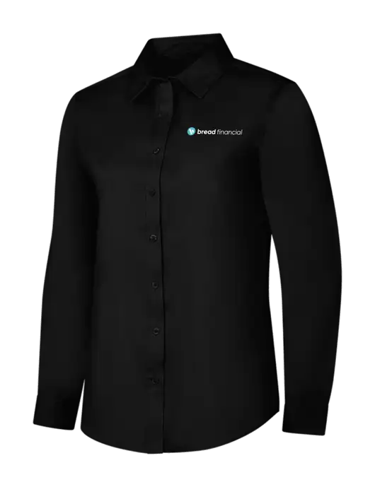 Womens Black Long Sleeve Superpro React Twill Shirt w/Bread Financial Logo