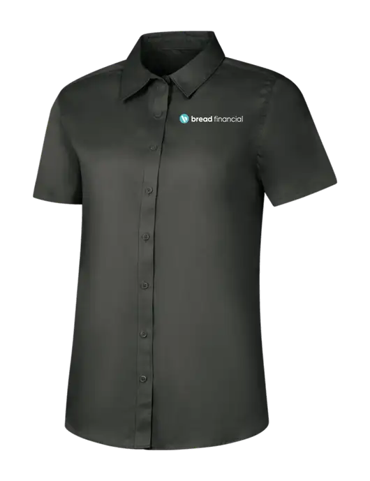 Womens Dark Grey Short Sleeve Superpro React Twill Shirt w/Bread Financial Logo
