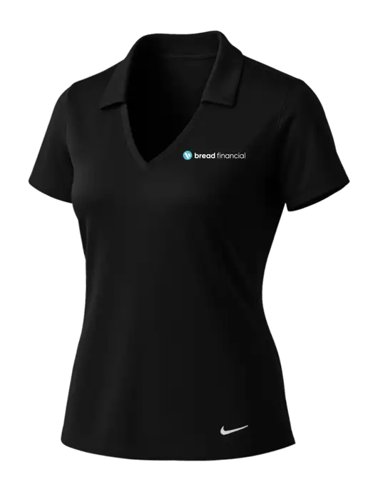 NIKE Black Womens Dri-Fit Vertical Mesh Polo w/Bread Financial Logo