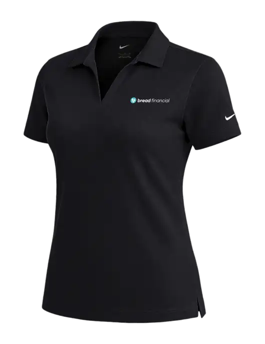 NIKE Black Womens Dri-Fit Micro Pique Polo w/Bread Financial Logo