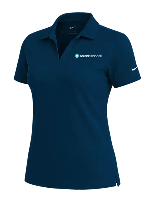 NIKE Navy Womens Dri-Fit Micro Pique Polo w/Bread Financial Logo