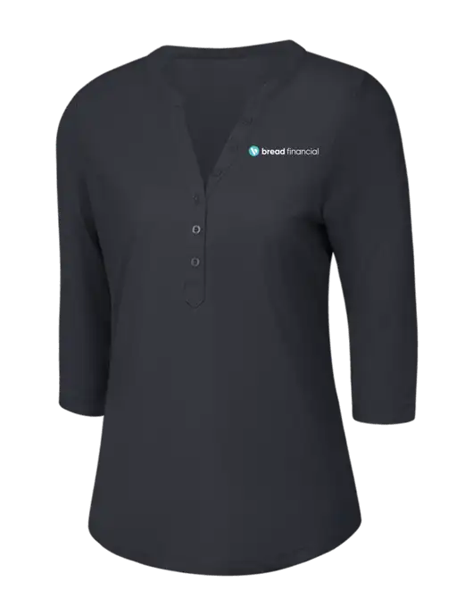 OGIO Charcoal Grey Jewel Henley w/Bread Financial Logo
