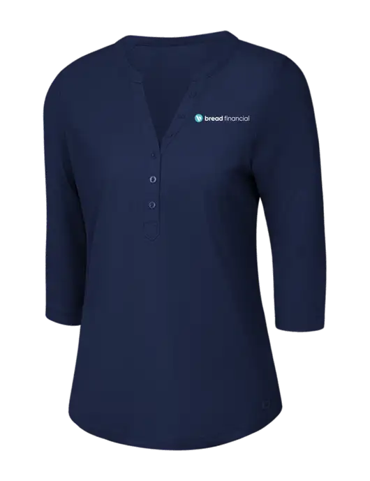 OGIO Navy Jewel Henley w/Bread Financial Logo
