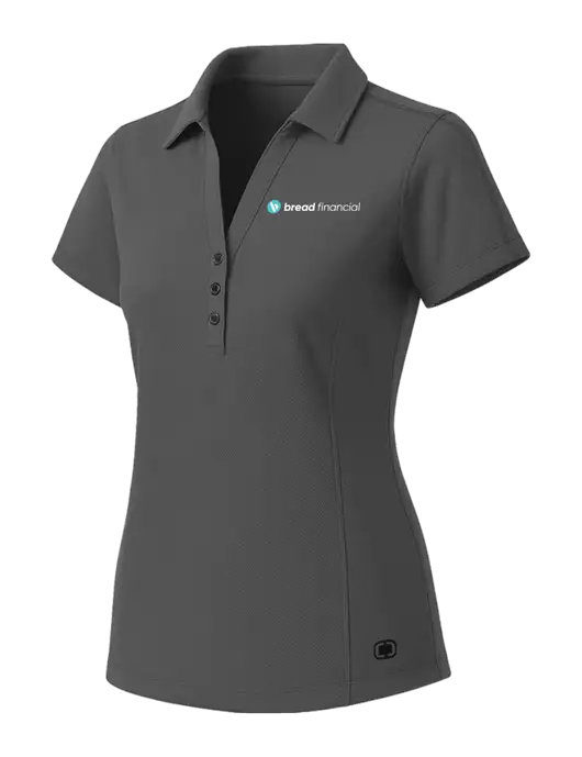 OGIO Womens Medium Grey ONYX Polo w/Bread Financial Logo
