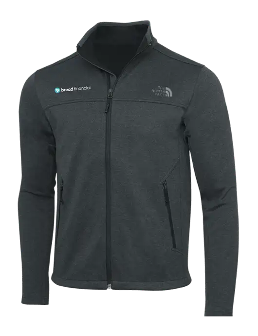 North Face Dark Grey Heather Ridgewall Soft Shell Jacket w/Bread Financial Logo