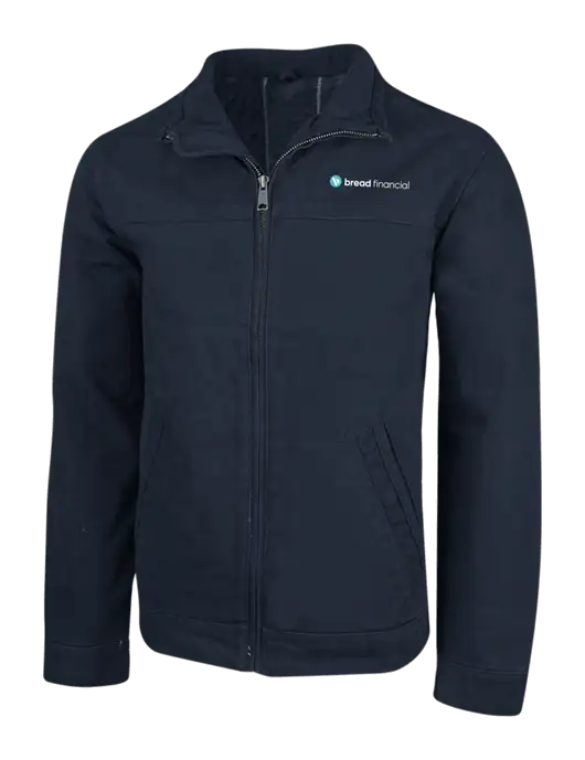 Cornerstone Navy Washed Duck Cloth Flannel Lined Work Jacket w/Bread Financial Logo