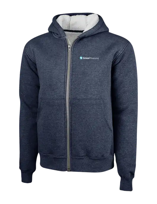 Cornerstone Navy Heavyweight Sherpa Lined Hooded Fleece Jacket w/Bread Financial Logo