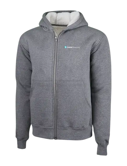 Cornerstone Grey Heather Heavyweight Sherpa Lined Hooded Fleece Jacket w/Bread Financial Logo