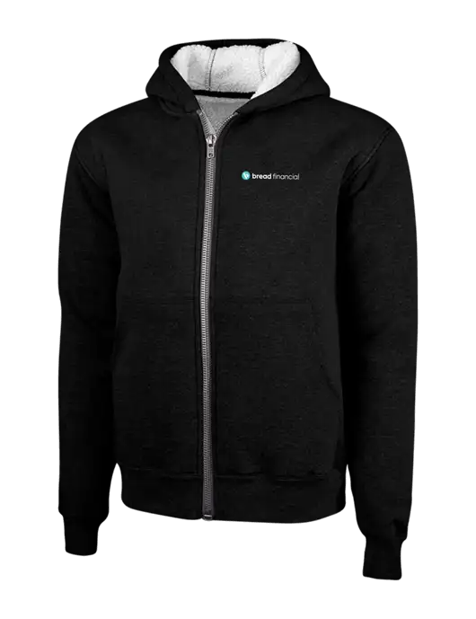 Cornerstone Black Heavyweight Sherpa Lined Hooded Fleece Jacket w/Bread Financial Logo
