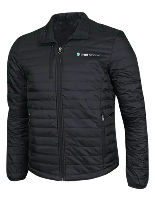 Deep Black Puffy Packable Jacket w/Bread Financial Logo