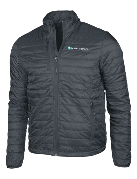 Dark Grey Puffy Packable Jacket w/Bread Financial Logo