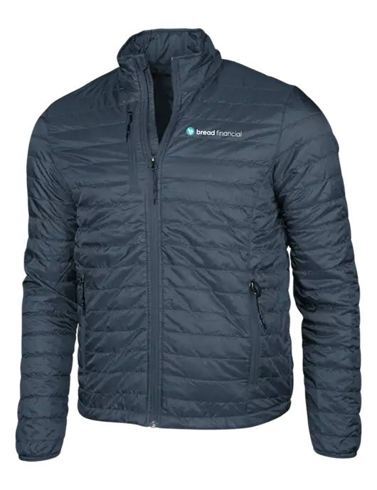 Navy Puffy Packable Jacket w/Bread Financial Logo