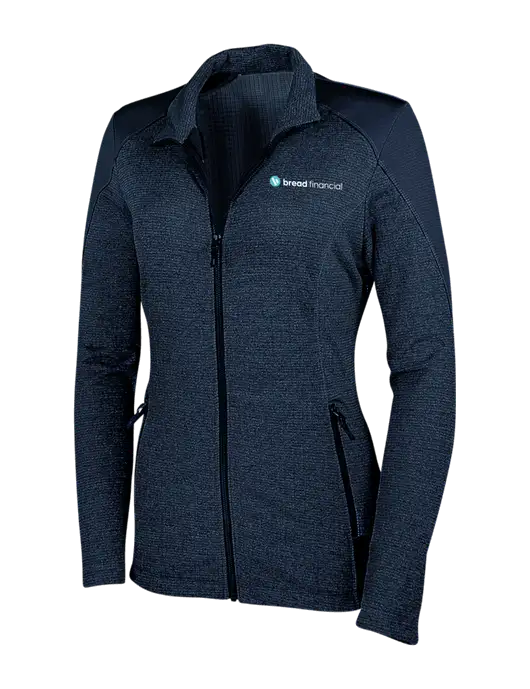 Navy Womens Grid Fleece Jacket w/Bread Financial Logo