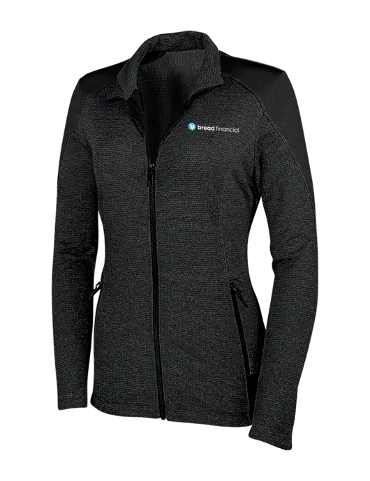 Womens Black Grid Fleece Jacket w/Bread Financial Logo