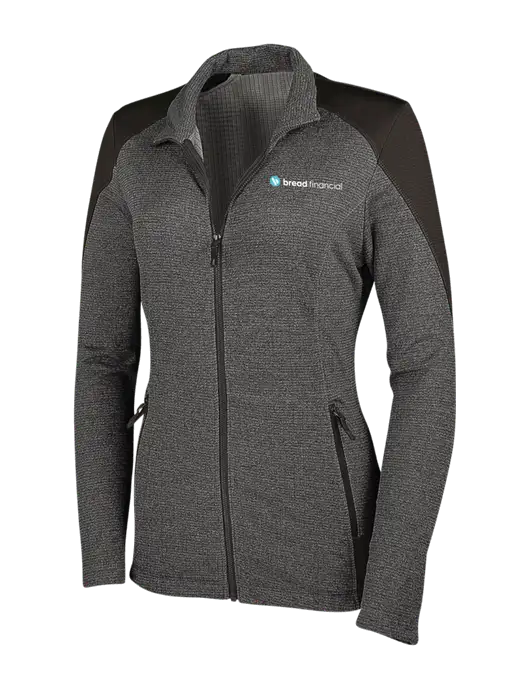 Medium Grey Heather Womens Grid Fleece Jacket w/Bread Financial Logo