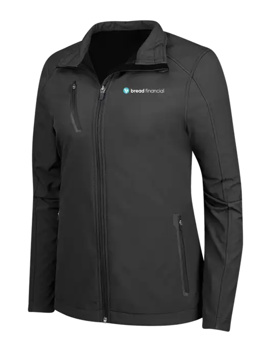 Black Womens Welded Softshell Jacket w/Bread Financial Logo