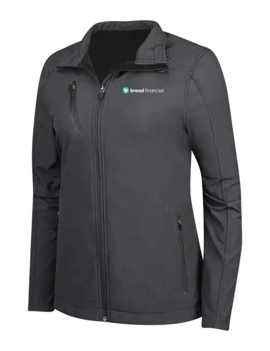 Dark Grey Womens Welded Softshell Jacket w/Bread Financial Logo