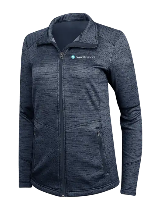 Navy Womens Digi Stripe Fleece Jacket w/Bread Financial Logo