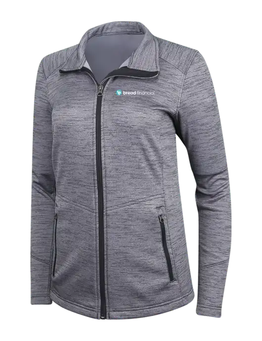 Medium Grey Womens Digi Stripe Fleece Jacket w/Bread Financial Logo