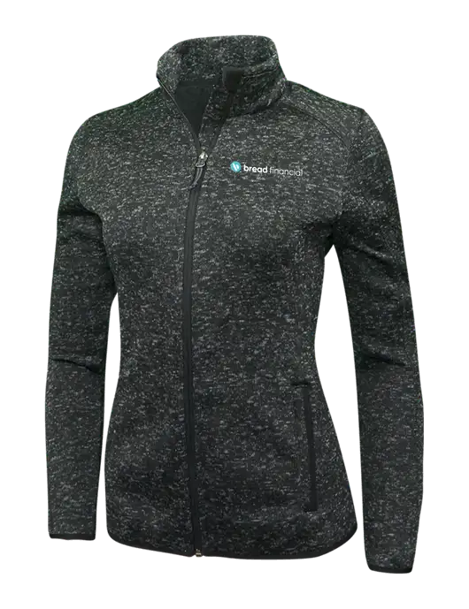 Black Heather Womens Sweater Fleece Jacket w/Bread Financial Logo