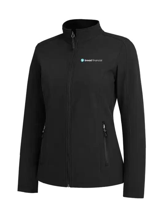 Black Womens Core Soft Shell Jacket w/Bread Financial Logo