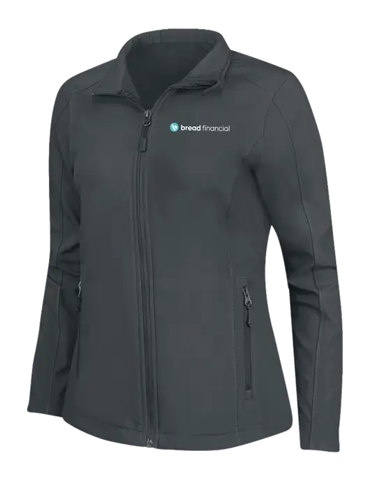 Charcoal Grey Womens Core Soft Shell Jacket w/Bread Financial Logo