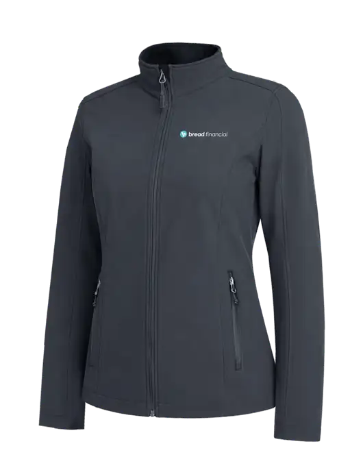 Charcoal Grey Womens Core Soft Shell Jacket w/Bread Financial Logo