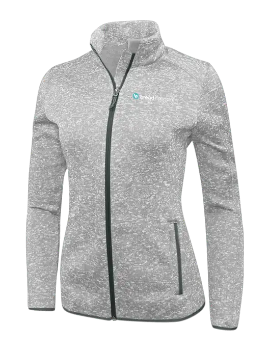 Grey Heather Womens Sweater Fleece Jacket w/Bread Financial Logo