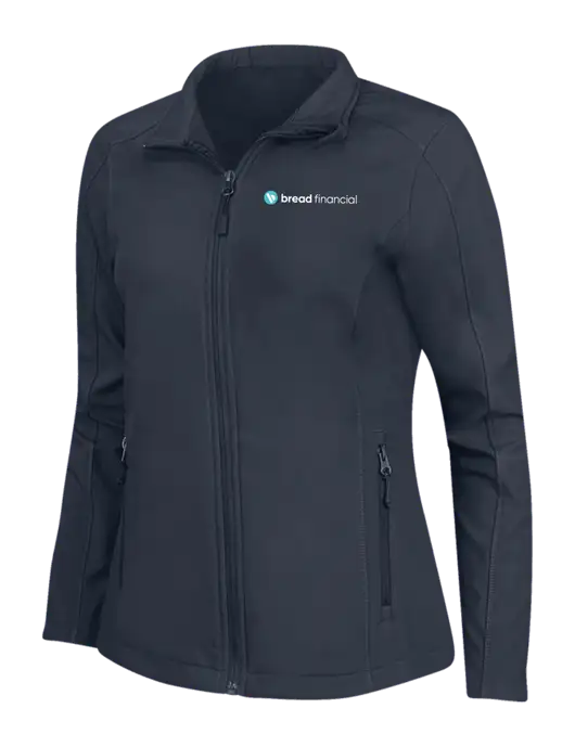 Navy Womens Core Soft Shell Jacket w/Bread Financial Logo