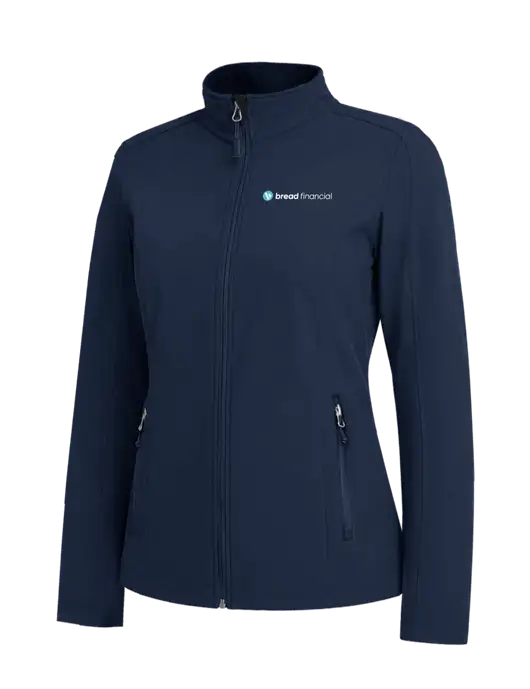 Navy Womens Core Soft Shell Jacket w/Bread Financial Logo