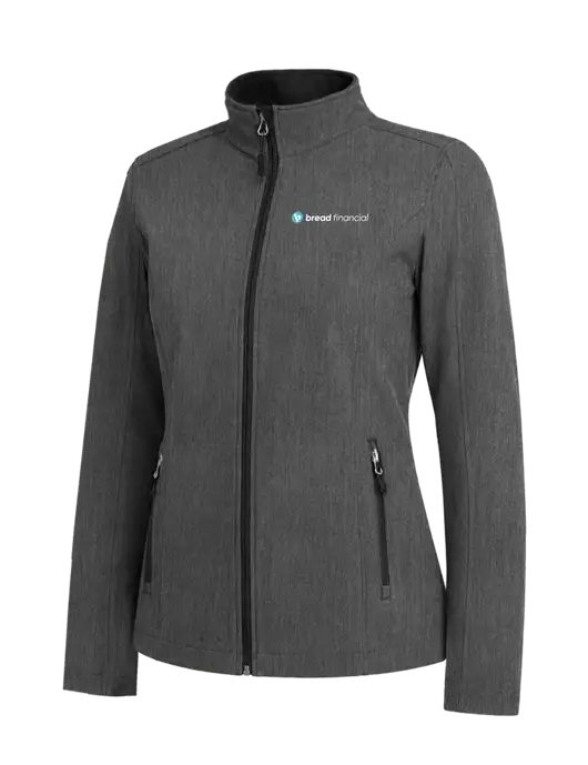Medium Grey Heather Womens Core Soft Shell Jacket w/Bread Financial Logo