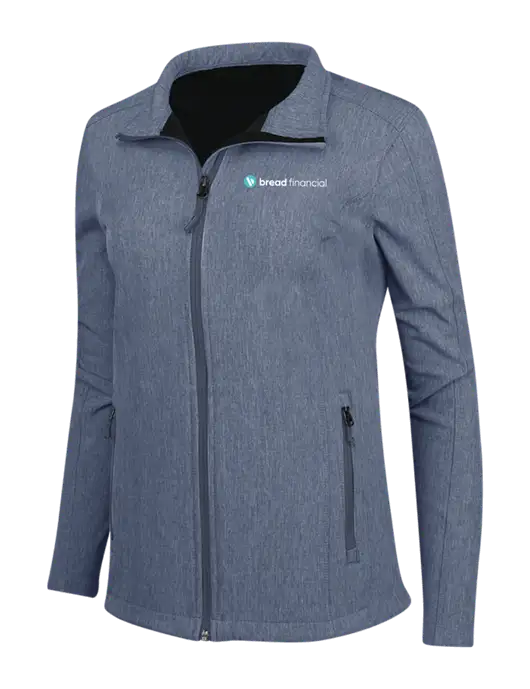 Navy Heather Womens Core Soft Shell Jacket w/Bread Financial Logo