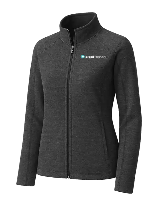 Charcoal Womens Heather Microfleece Full-Zip Jacket w/Bread Financial Logo