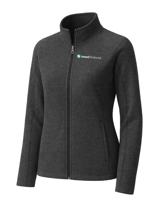 Charcoal Womens Heather Microfleece Full-Zip Jacket w/Bread Financial Logo