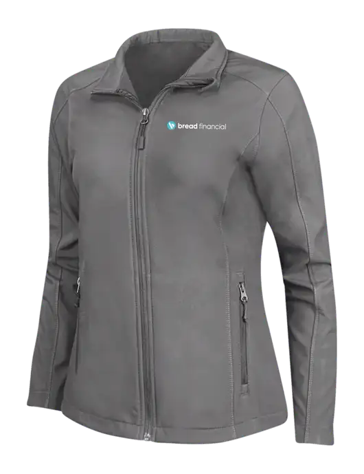 Medium Grey Womens Core Soft Shell Jacket w/Bread Financial Logo