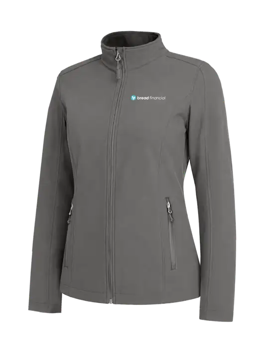 Medium Grey Womens Core Soft Shell Jacket w/Bread Financial Logo