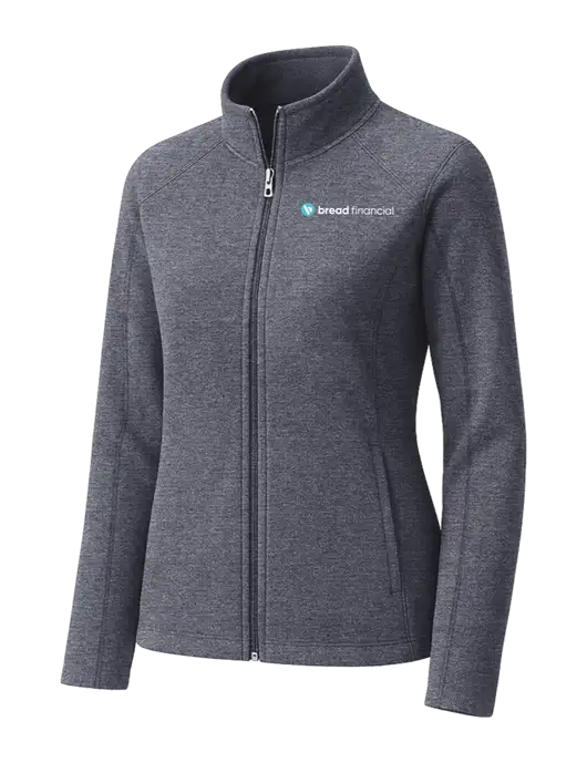 Light Navy Heather Womens Microfleece Full-Zip Jacket w/Bread Financial Logo