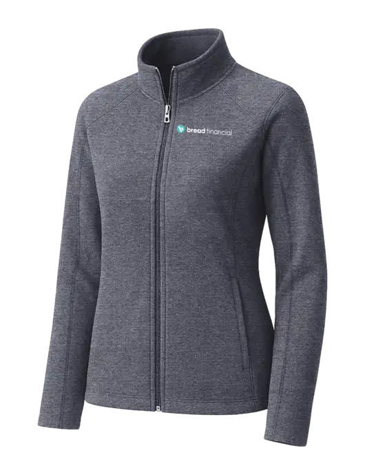 Light Navy Heather Womens Microfleece Full-Zip Jacket w/Bread Financial Logo