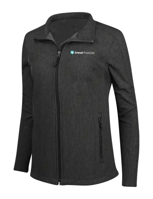 Black Charcoal Heather Womens Core Soft Shell Jacket w/Bread Financial Logo